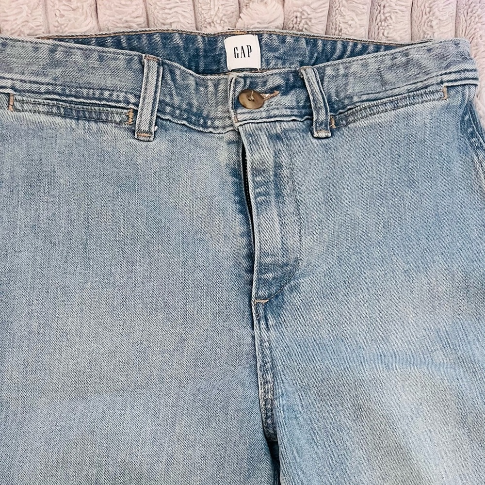 Blue high rise wide leg crop